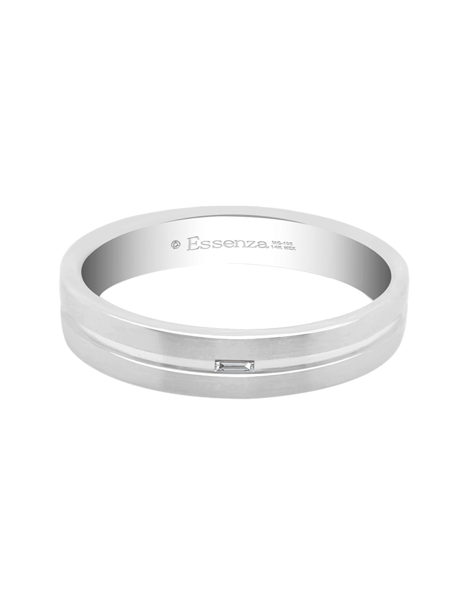 Argolla de oro blanco 14 k Yun diamante
