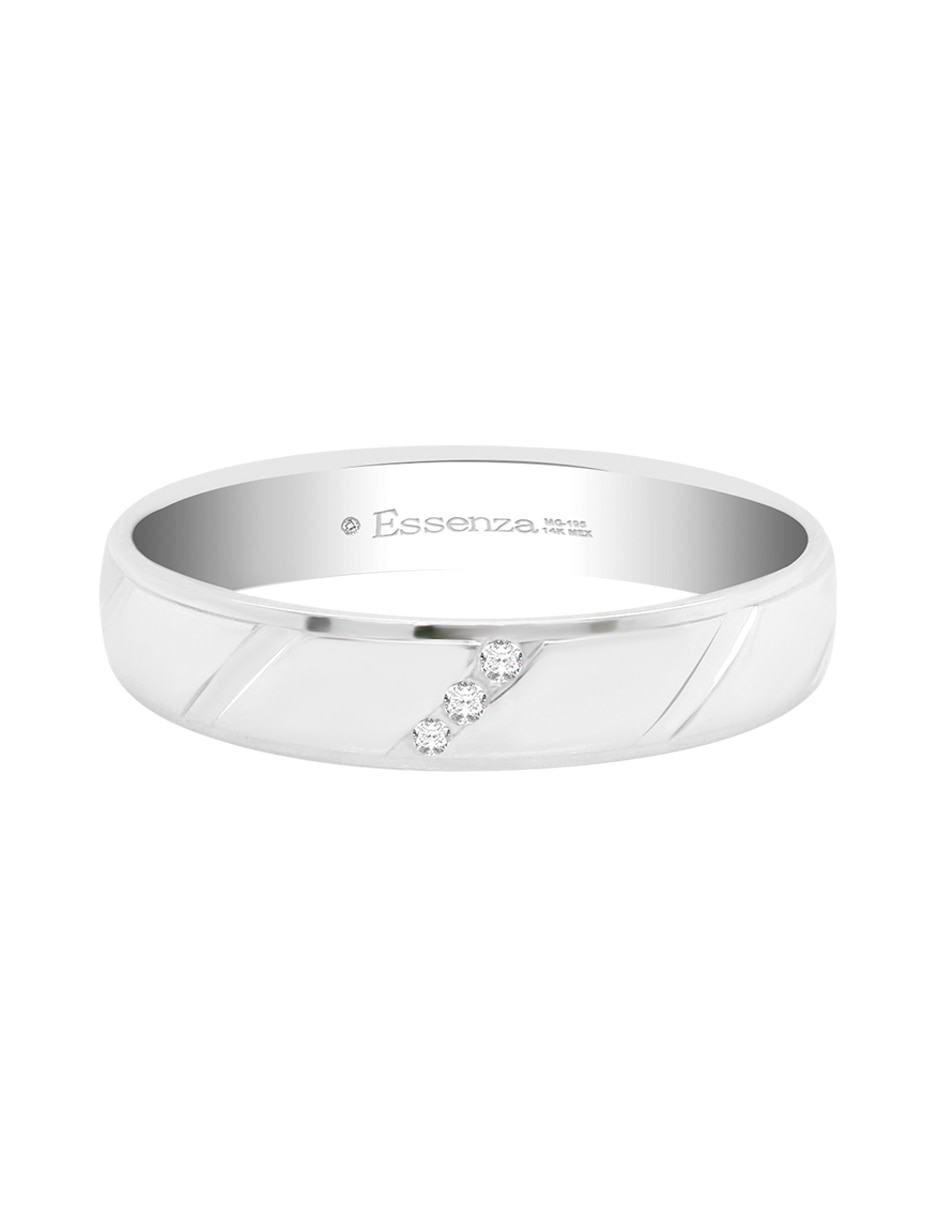 Argolla de oro blanco 14 k Calista diamante