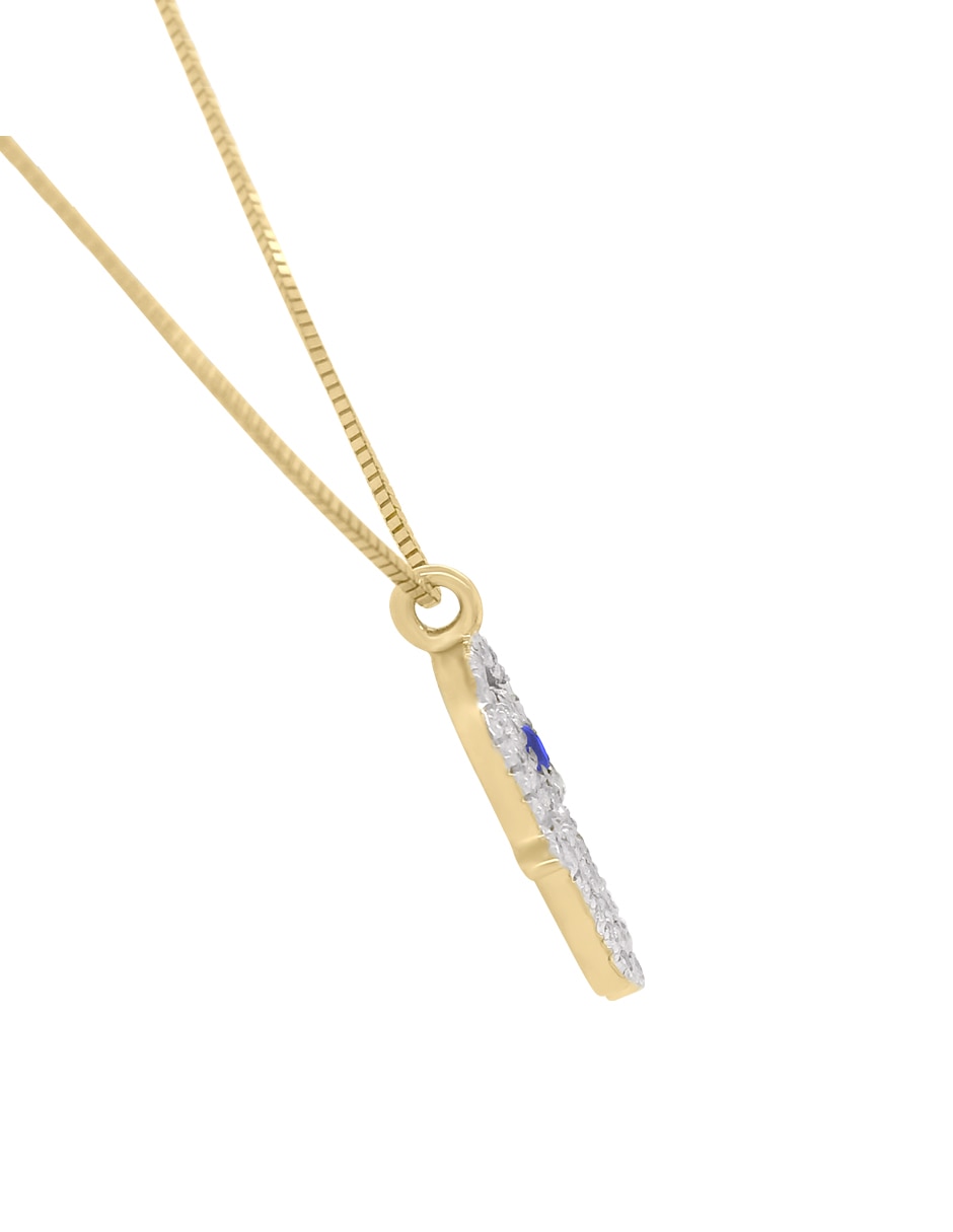 Colgante Y Dije de mano Fascinare fatima de oro amarillo 14 K zafiro y diamante
