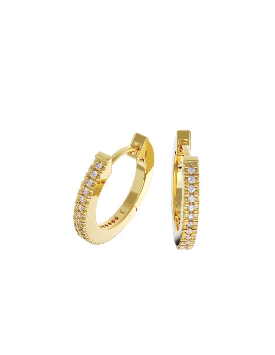 Set de aretes redondos de oro 10 K con acabado pulido zirconia 2