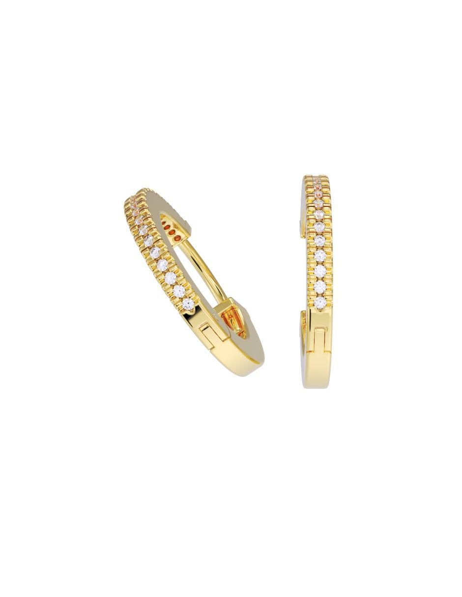 Set de aretes redondos de oro 10 K con acabado pulido zirconia 3