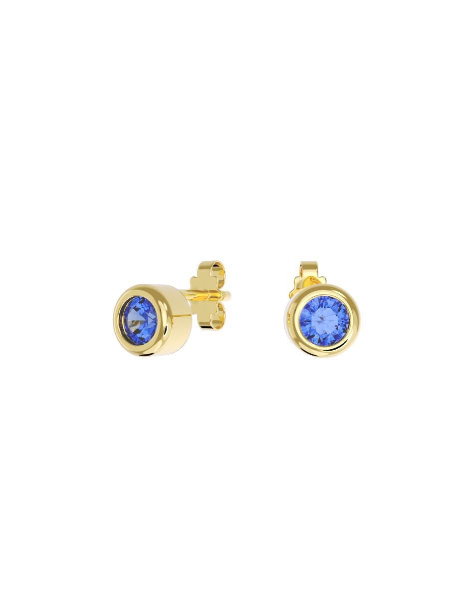 Set de aretes redondos de oro 10 K con acabado pulido zirconia Set de aretes redondos de oro 10 K con acabado pulido zirconia