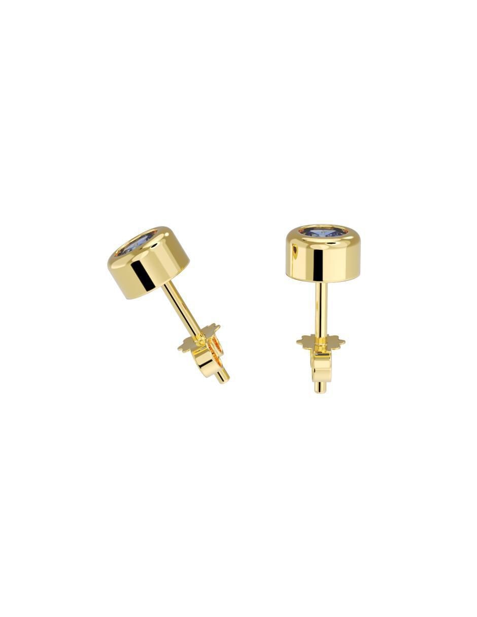 Set de aretes redondos de oro 10 K con acabado pulido zirconia 2