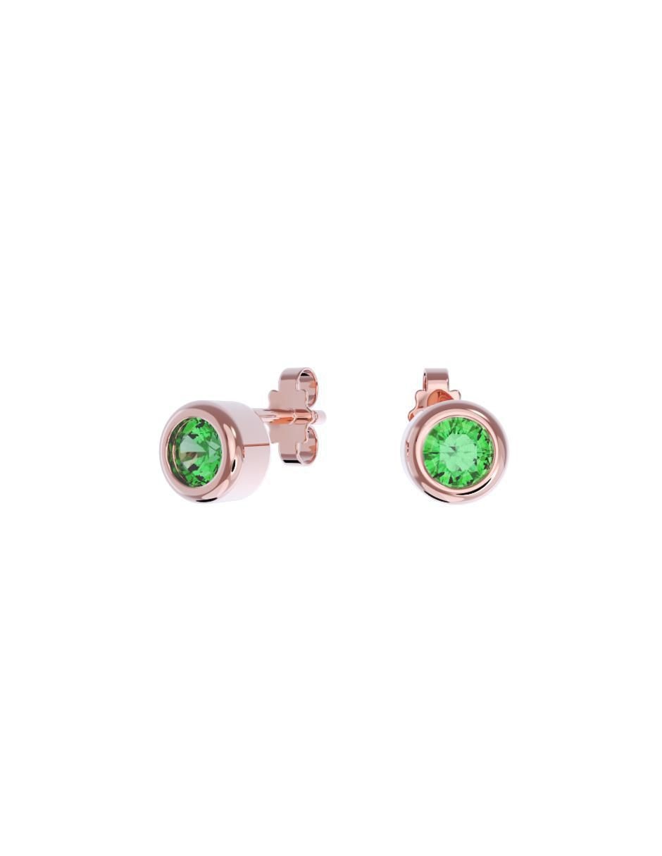 Set de aretes redondos de oro 10 K con acabado pulido zirconia 1