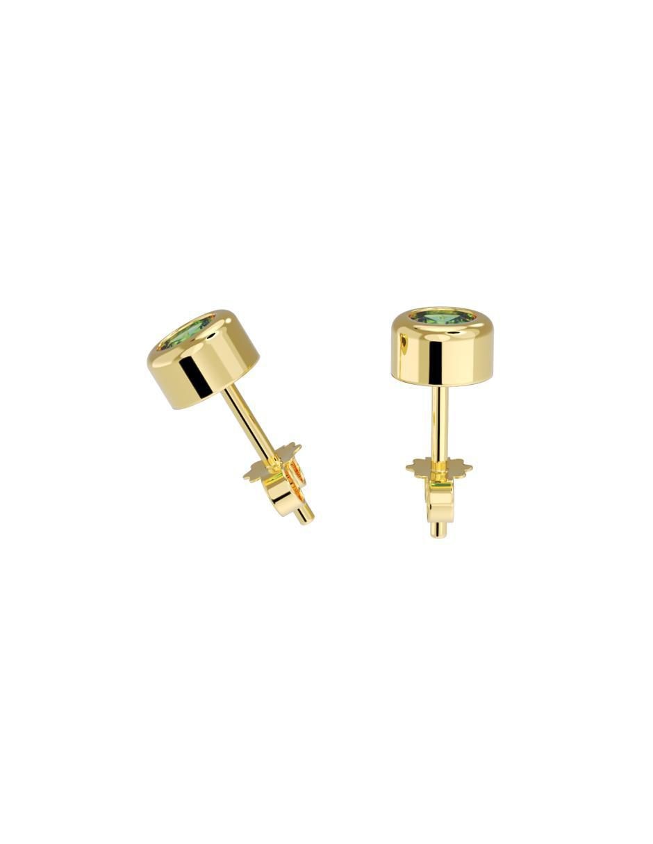 Set de aretes redondos de oro 10 K con acabado pulido zirconia 2