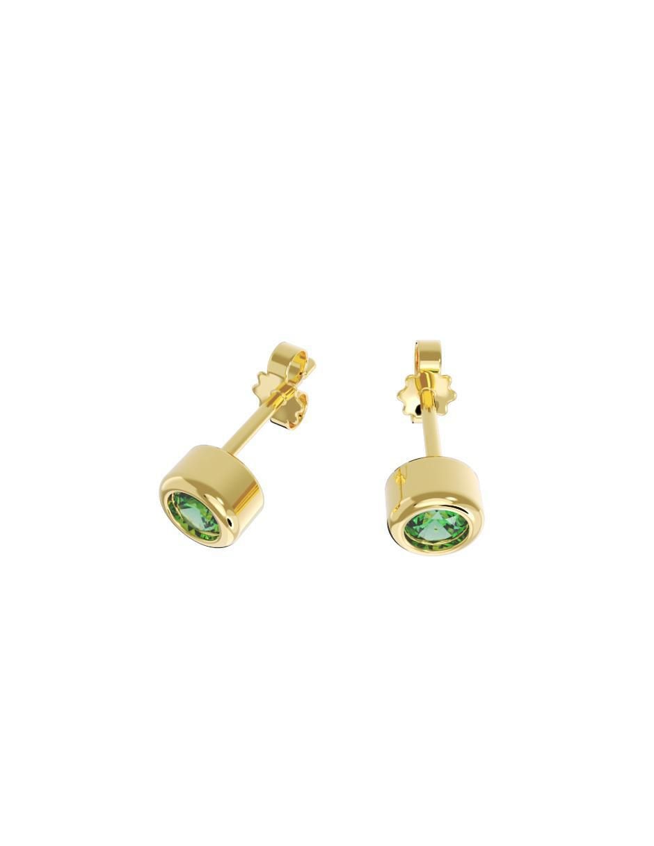Set de aretes redondos de oro 10 K con acabado pulido zirconia 3