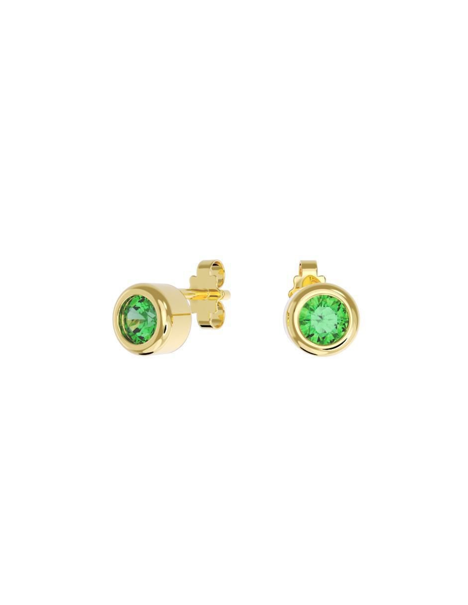 Set de aretes redondos de oro 10 K con acabado pulido zirconia Set de aretes redondos de oro 10 K con acabado pulido zirconia