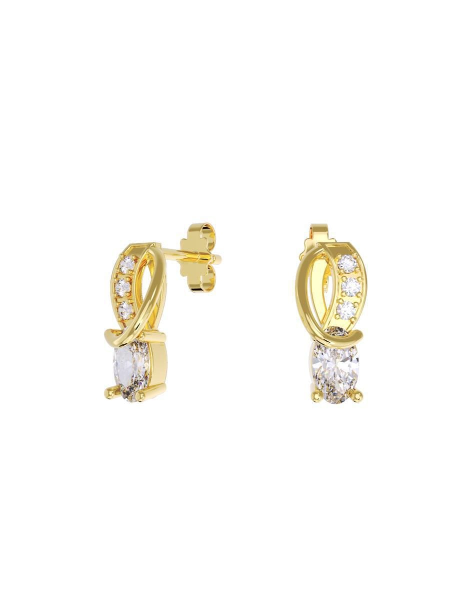 Set de aretes de infinito de oro 10 K con acabado pulido zirconia Set de aretes de infinito de oro 10 K con acabado pulido zirconia