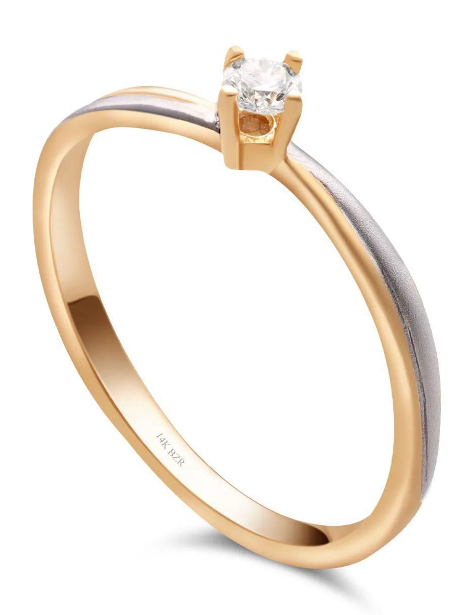 Solitario de oro 14 k diamante