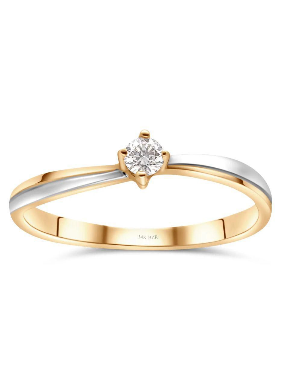 Solitario de oro 14 k diamante