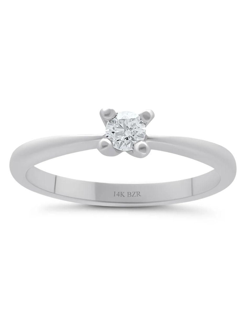 Solitario de oro blanco 14 k diamante