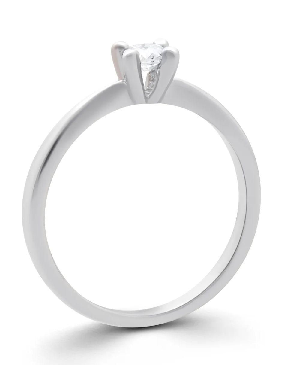 Solitario de oro blanco 14 k diamante