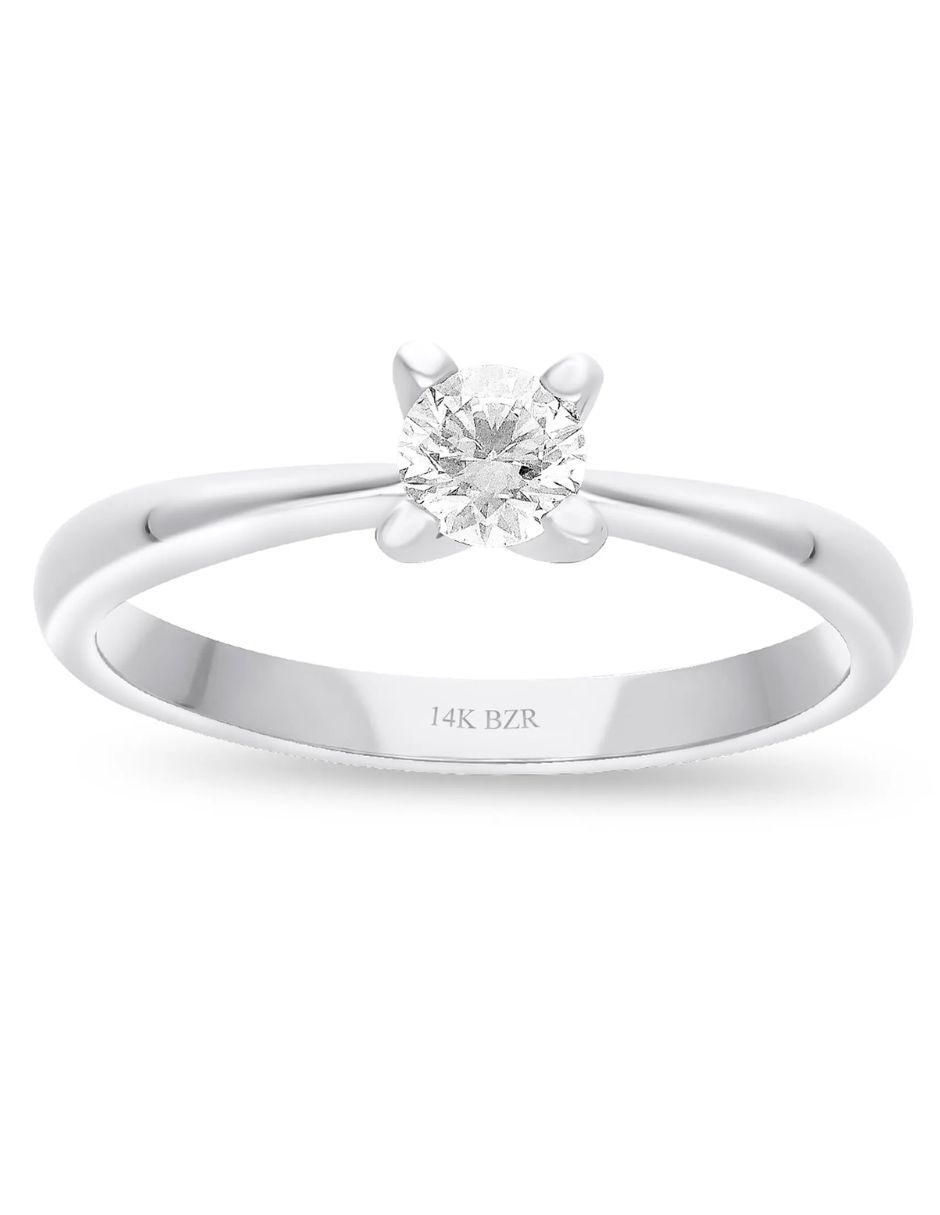 Solitario de oro blanco 14 k diamante