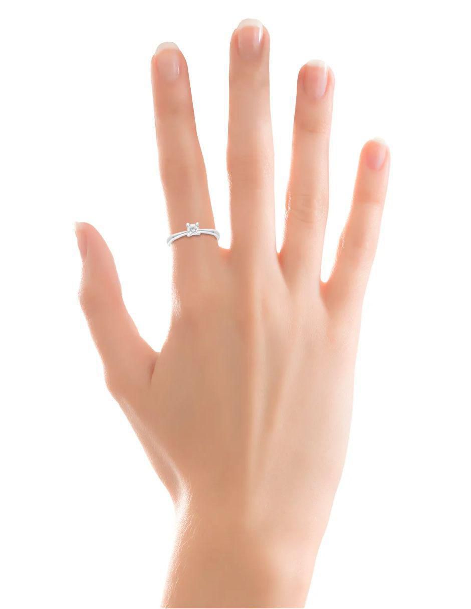 Solitario de oro blanco 14 k diamante
