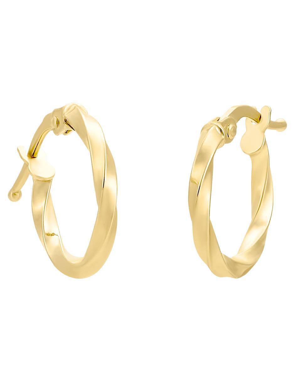 Arracadas de oro amarillo 14 K con acabado liso