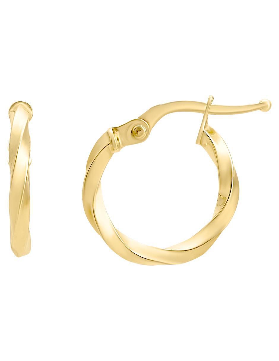 Arracadas de oro amarillo 14 K con acabado liso 3