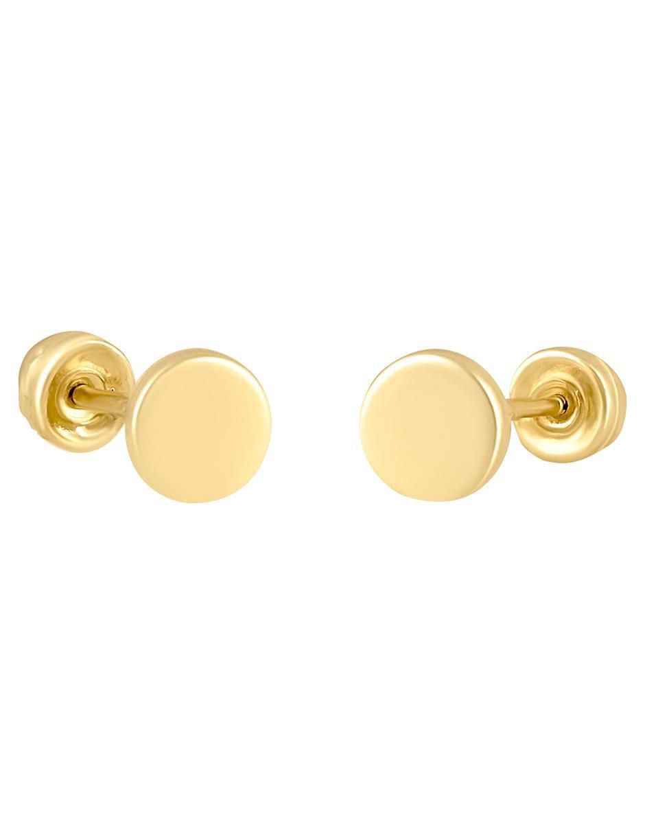 Broqueles de oro amarillo 14 K con acabado liso Broqueles de oro amarillo 14 K con acabado liso