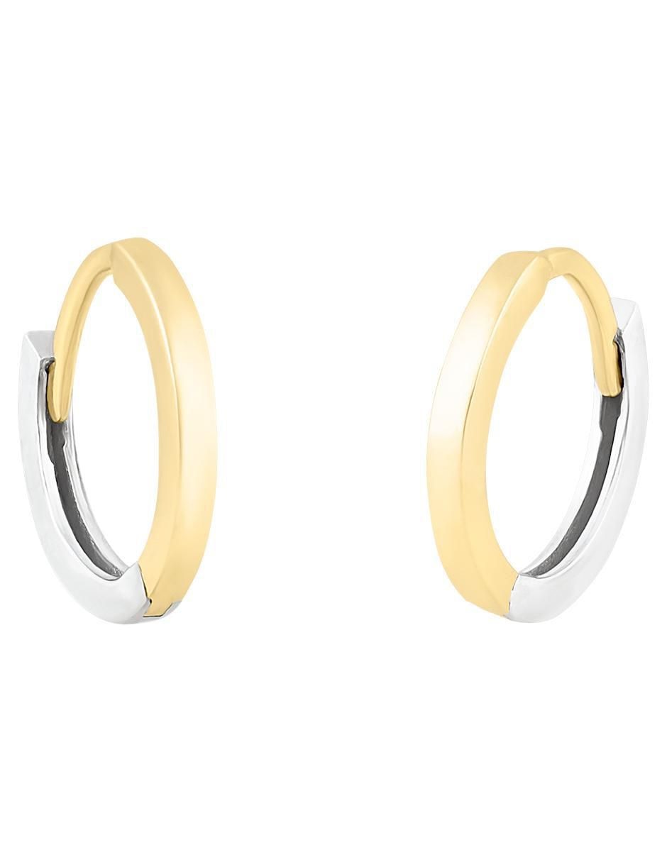 Aretes redondos de oro amarillo 14 K con acabado liso