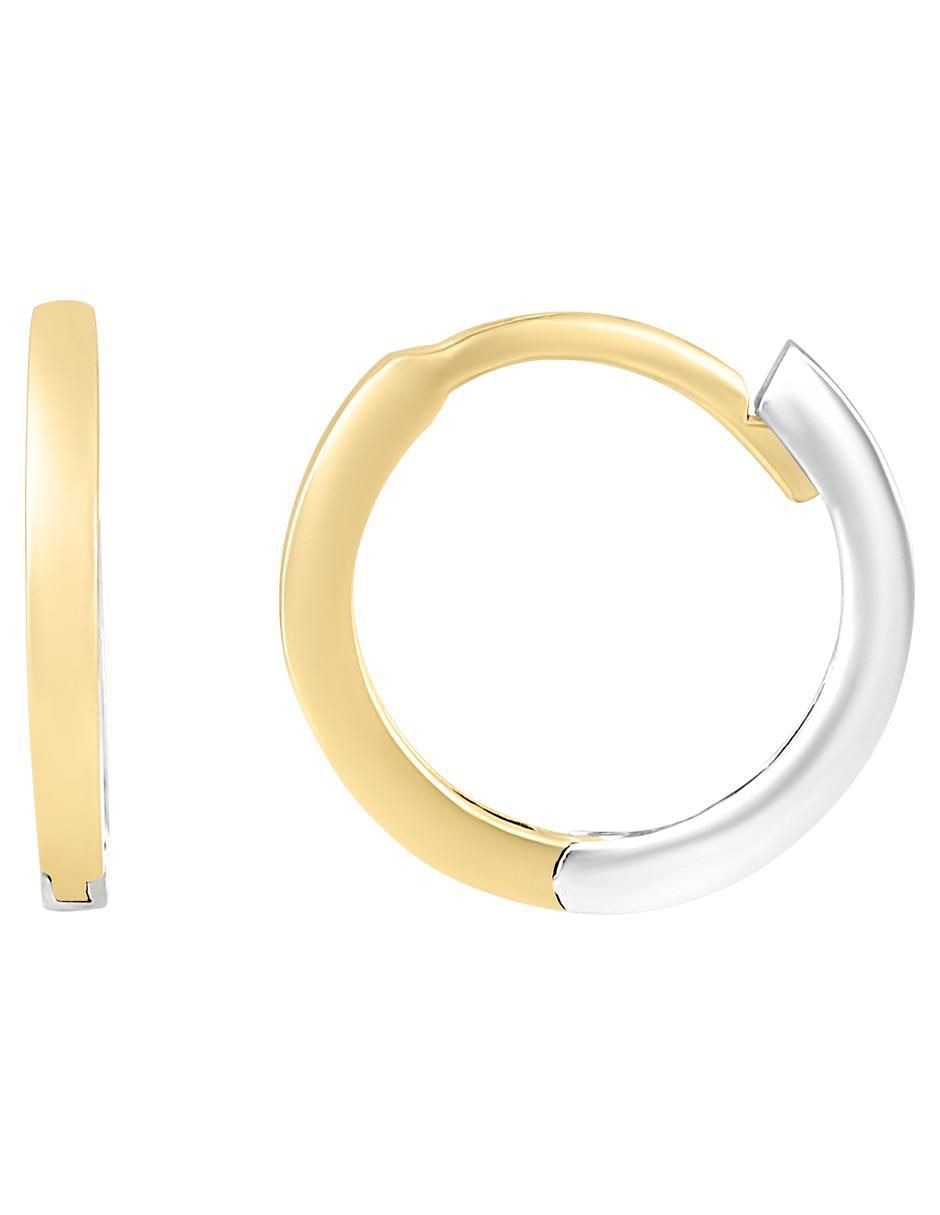 Aretes redondos de oro amarillo 14 K con acabado liso 2