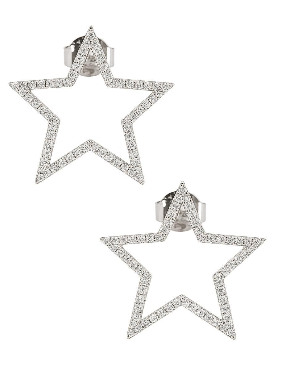 Aretes de estrella de plata P 925 con acabado pavé