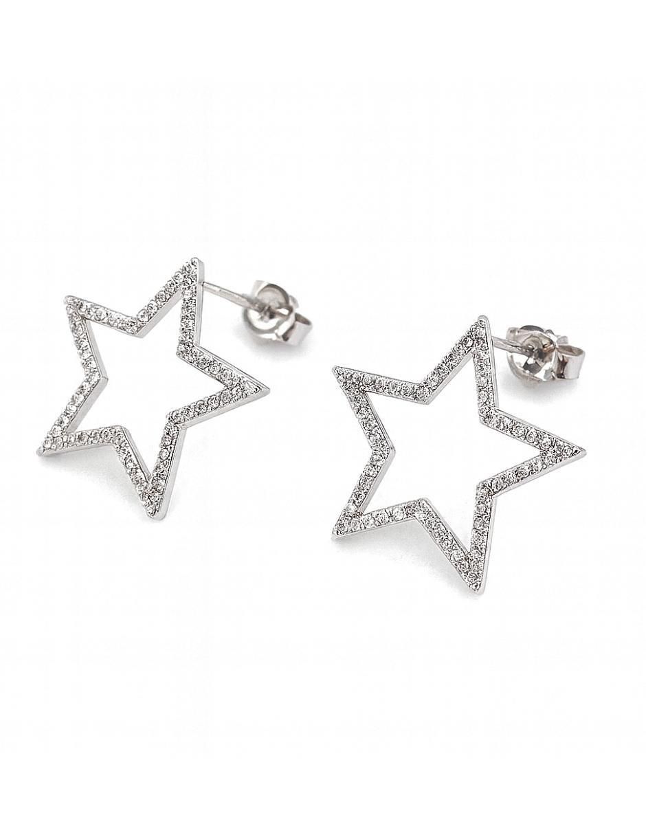 Aretes de estrella de plata P 925 con acabado pavé