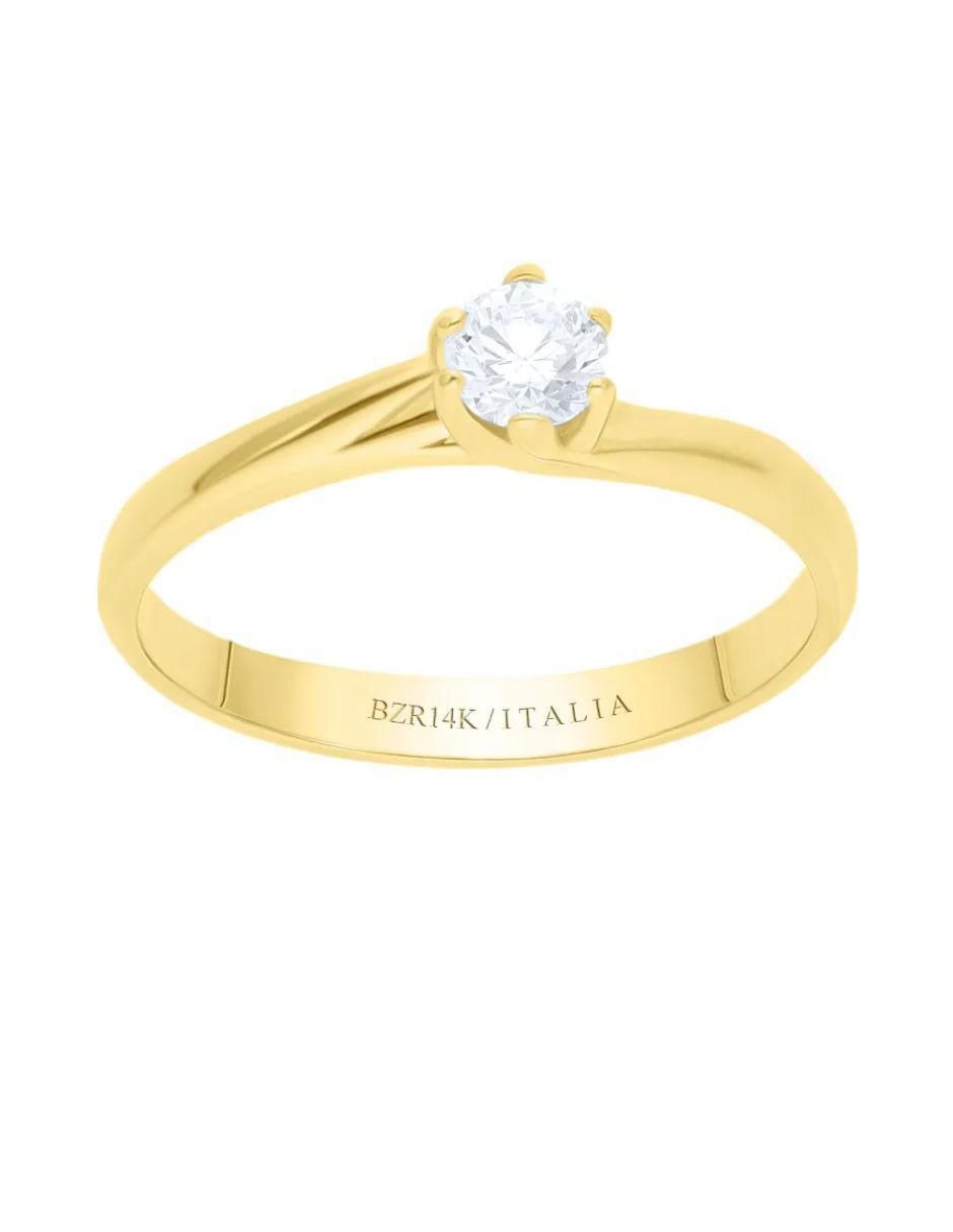 Solitario de oro 14 k diamante