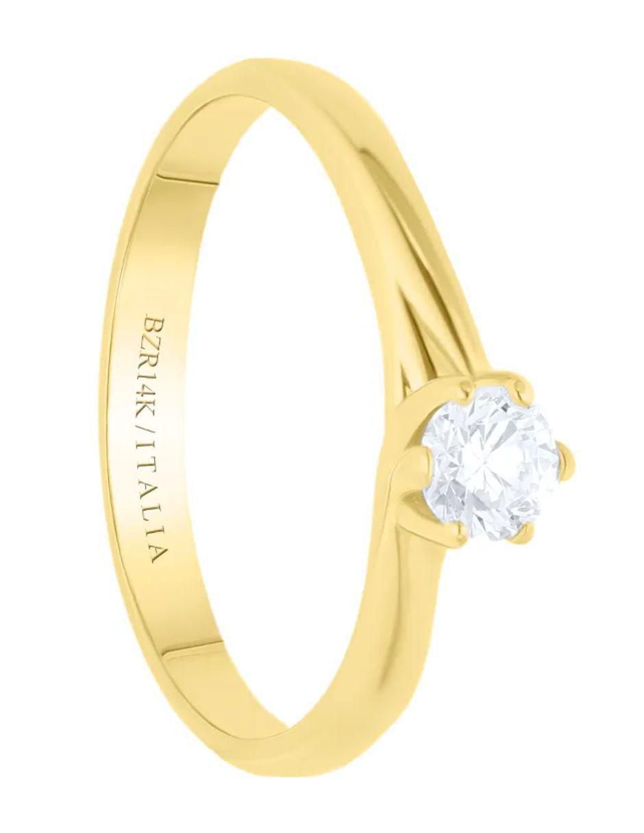Solitario de oro 14 k diamante