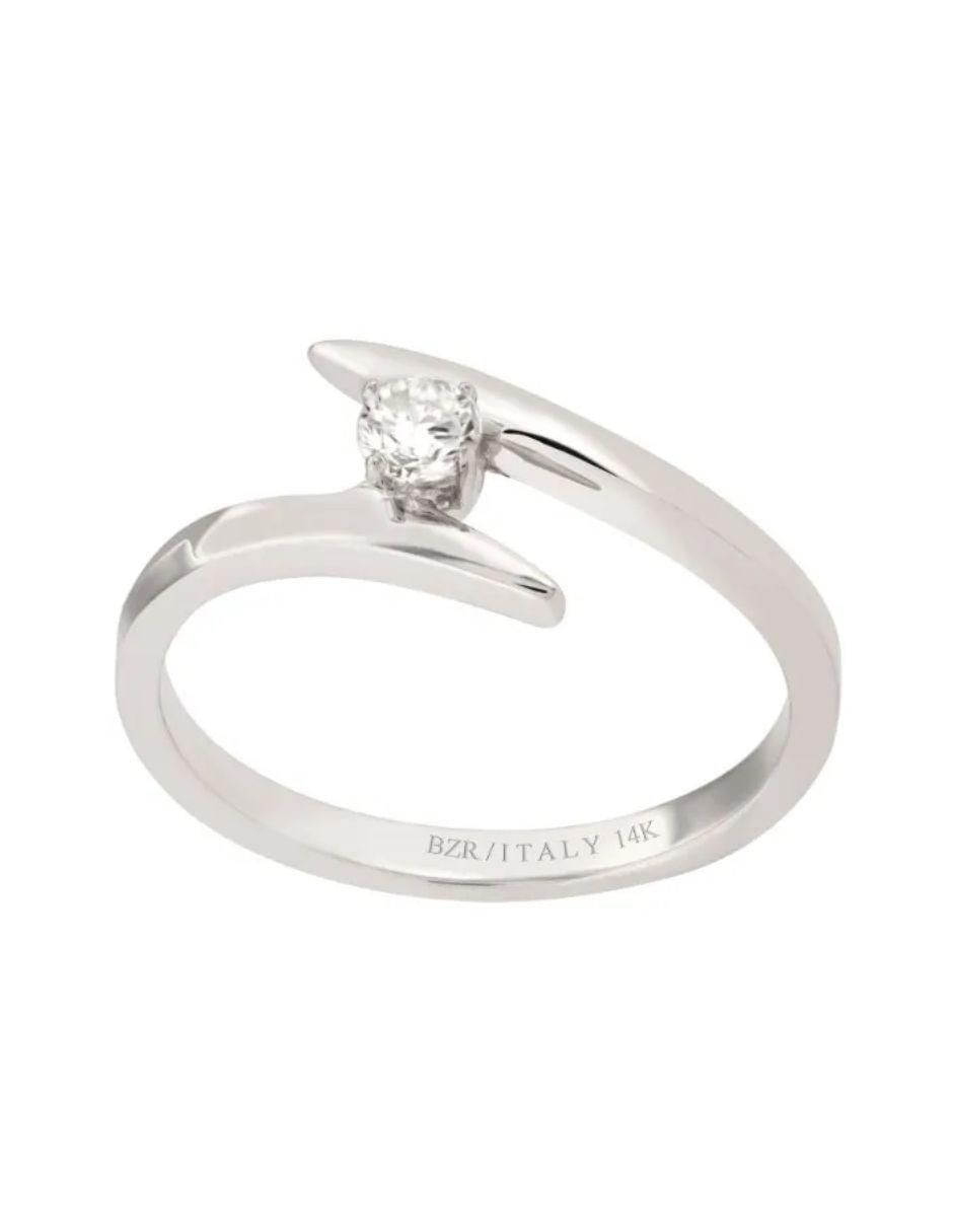 Solitario de oro blanco 14 k diamante