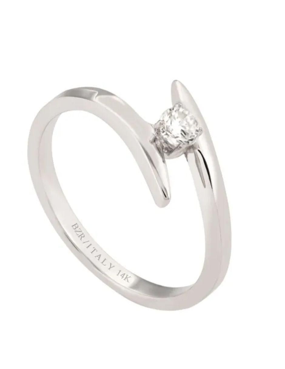 Solitario de oro blanco 14 k diamante