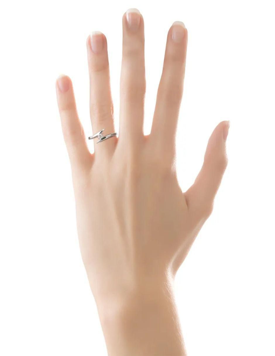 Solitario de oro blanco 14 k diamante