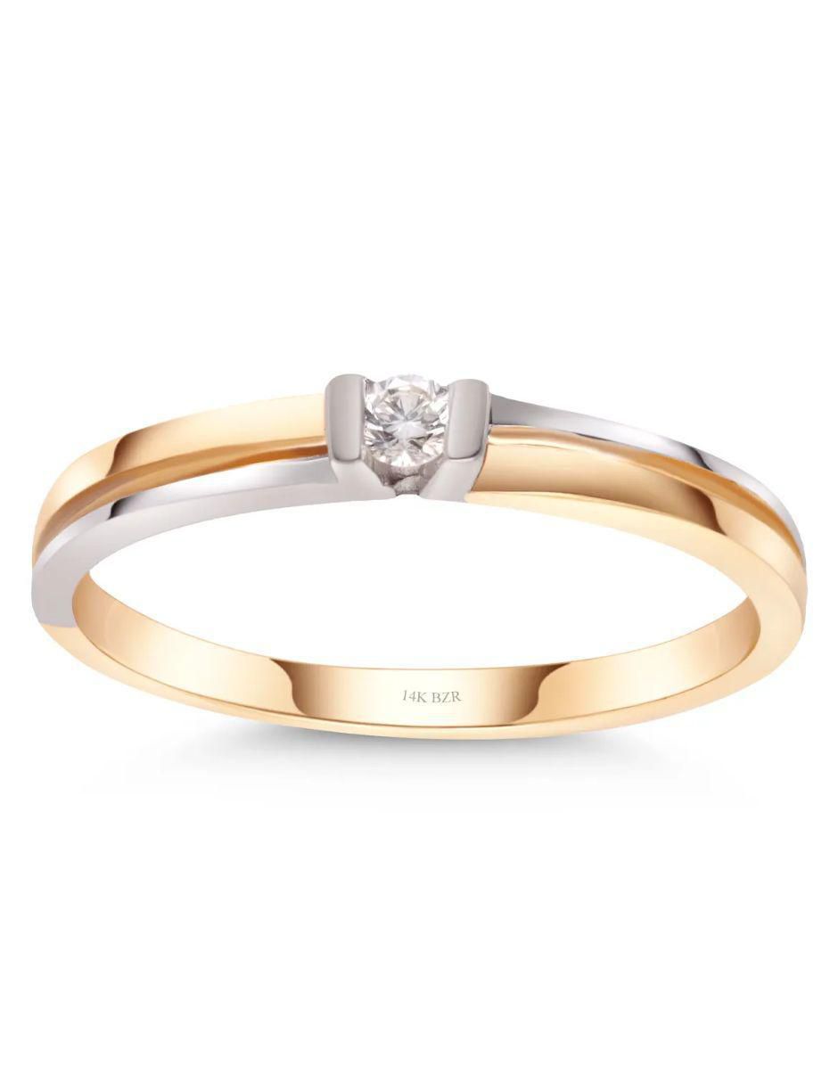 Solitario de oro 14 k diamante 4