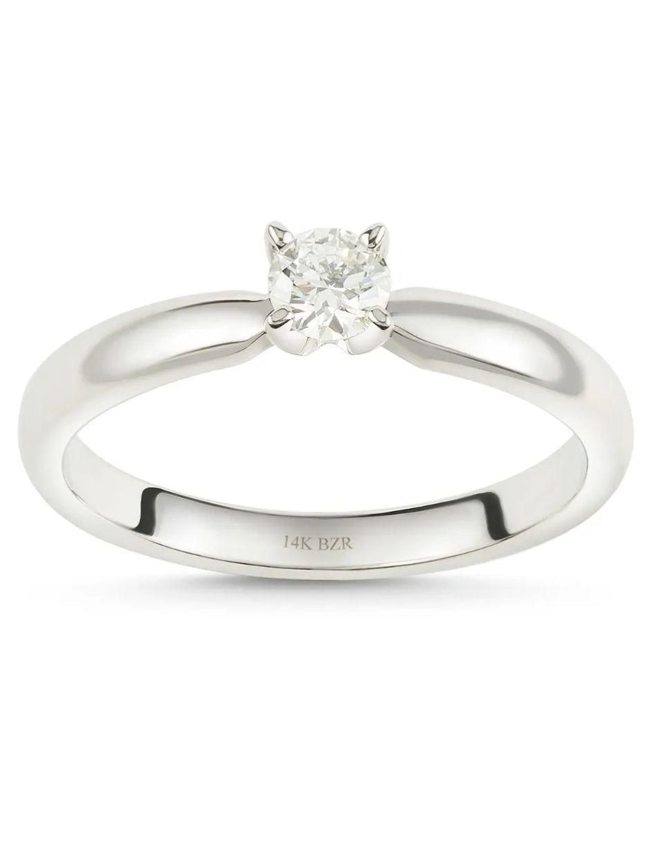 Solitario de oro blanco 14 k diamante 4