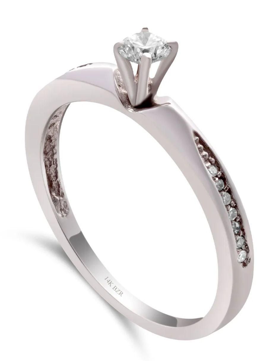 Solitario de oro blanco 14 k diamante Solitario de oro blanco 14 k diamante