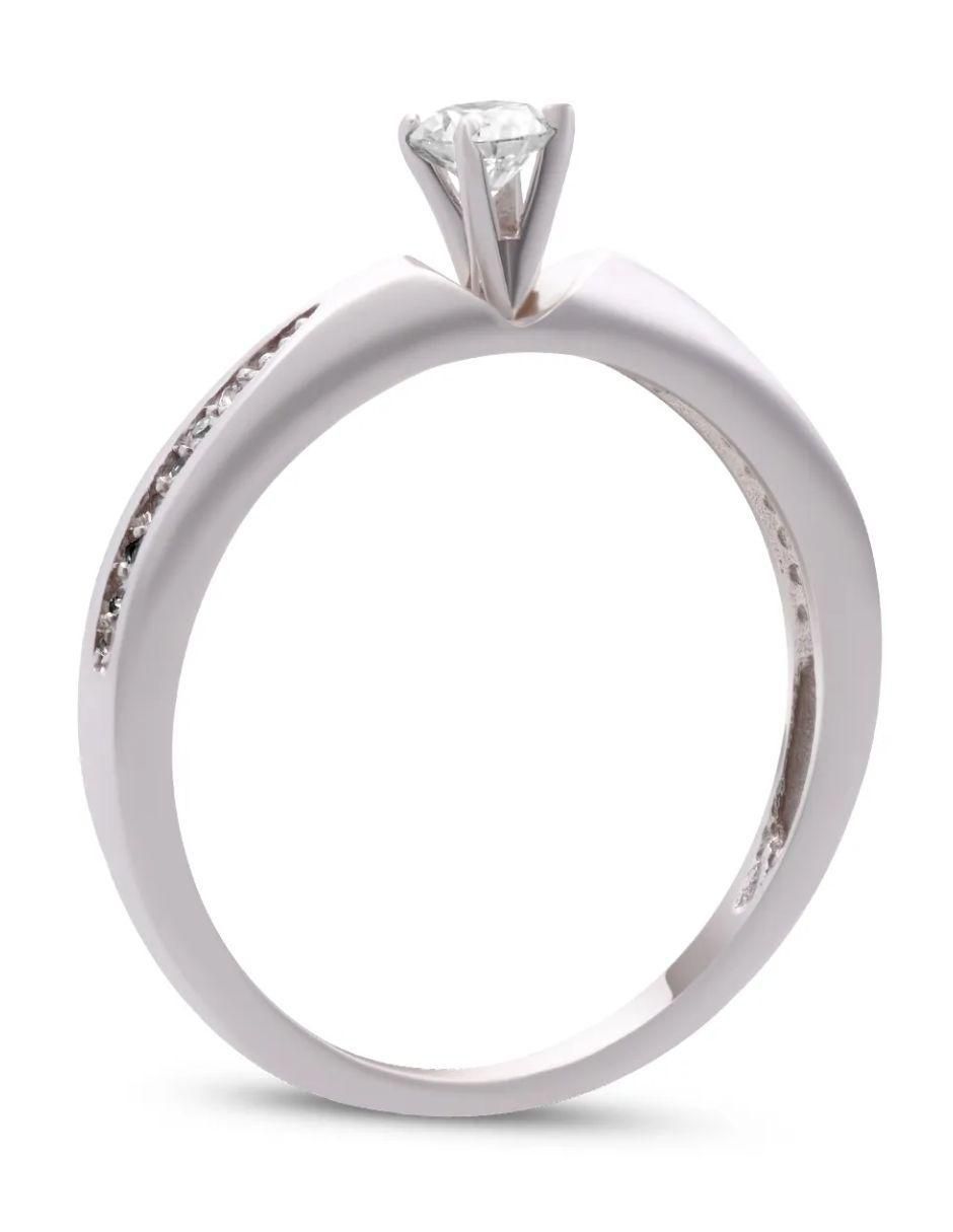 Solitario de oro blanco 14 k diamante