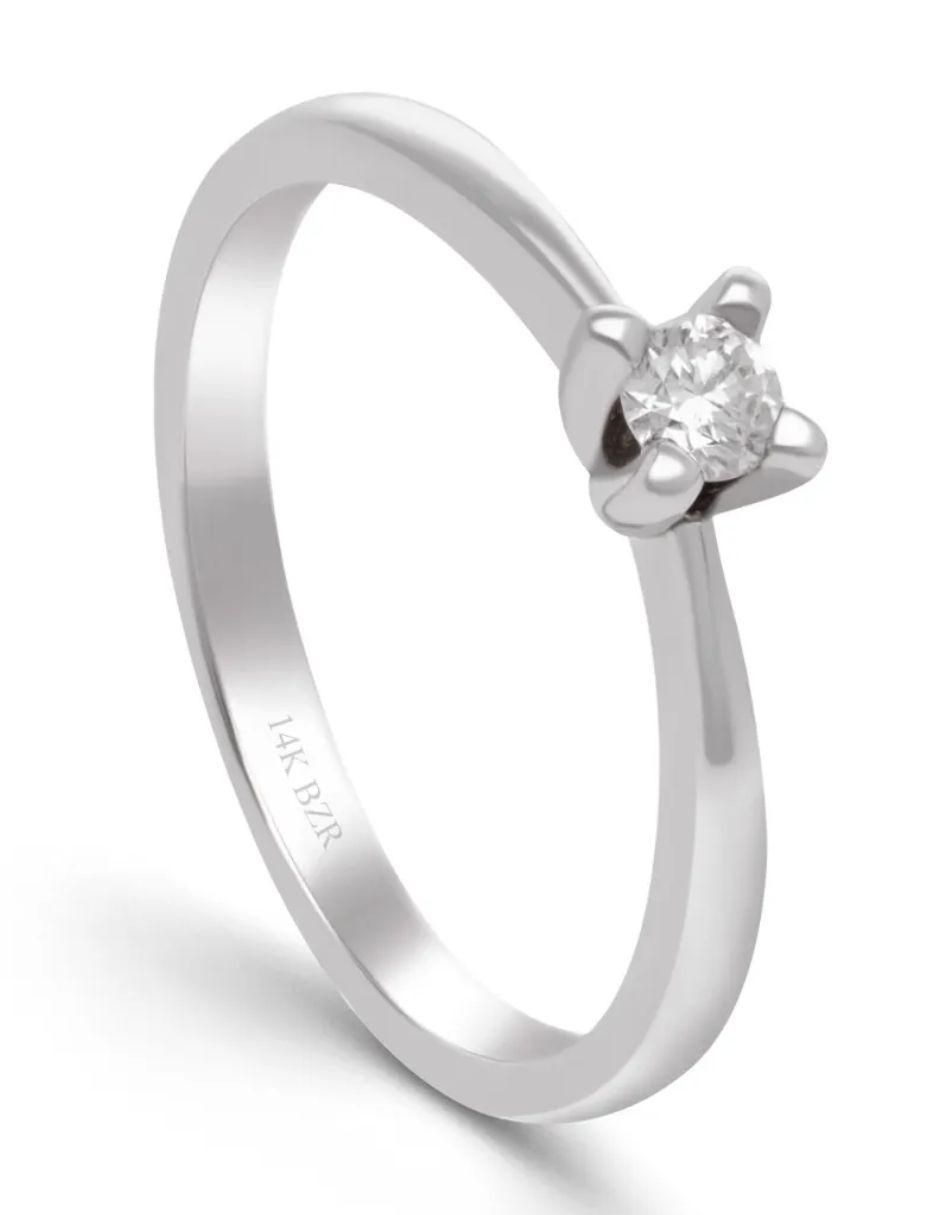 Solitario de oro blanco 14 k diamante Solitario de oro blanco 14 k diamante