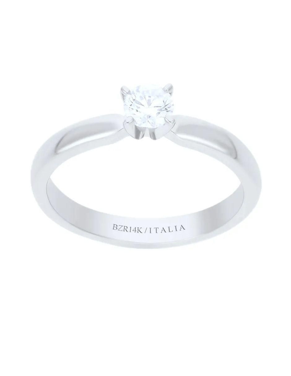 Solitario de oro blanco 14 k diamante