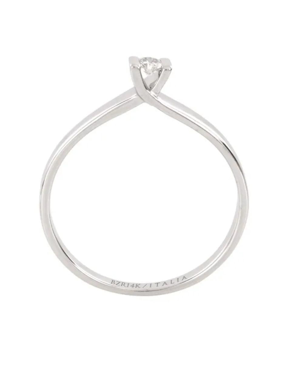 Solitario de oro blanco 14 k diamante