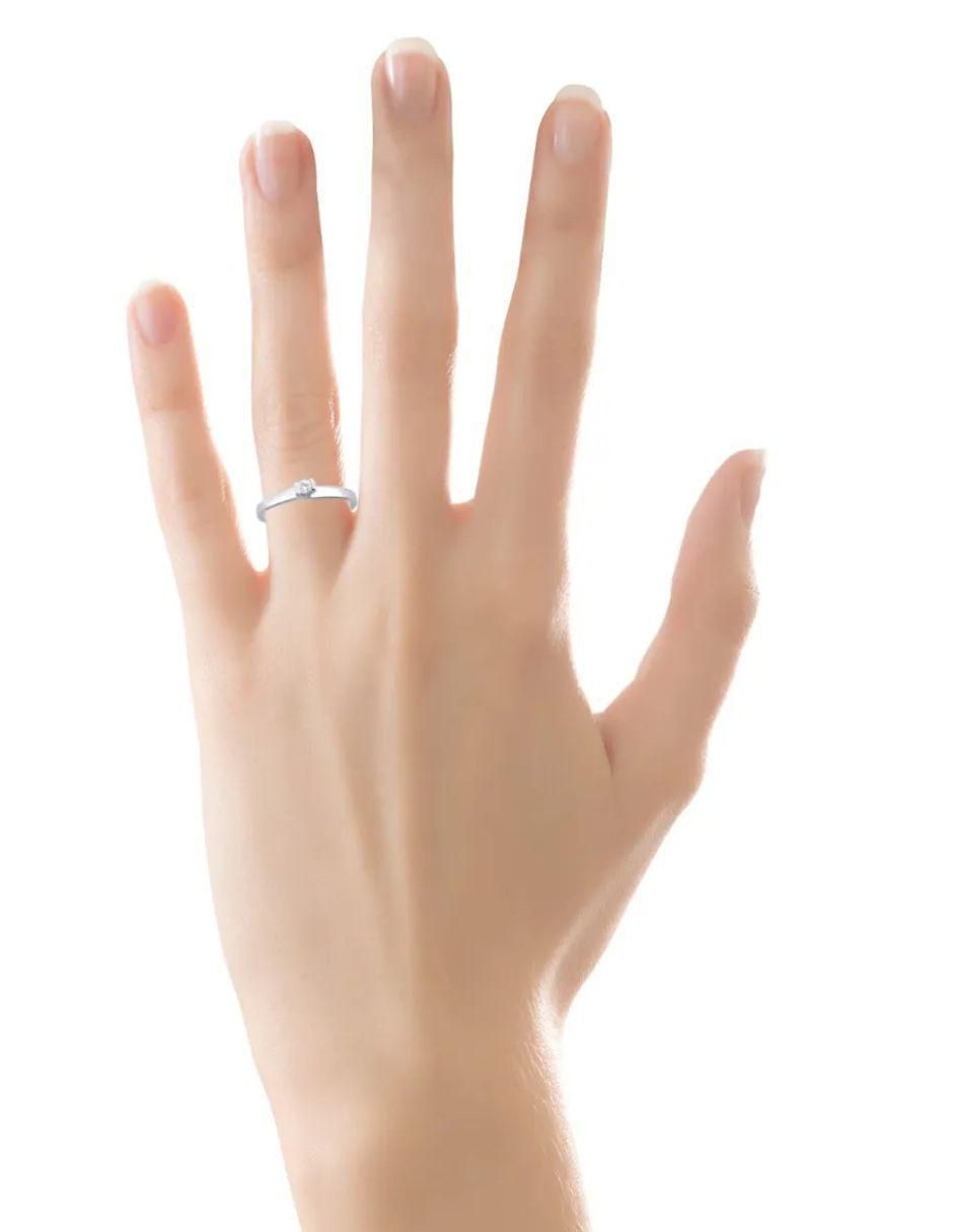 Solitario de oro blanco 14 k diamante
