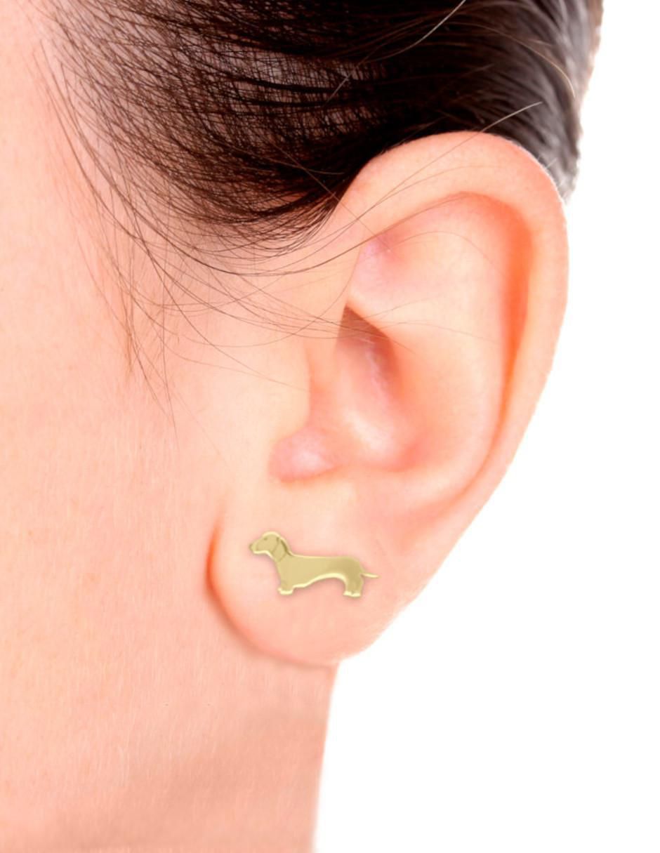 Aretes de perro de oro 14 K con acabado brillante 3