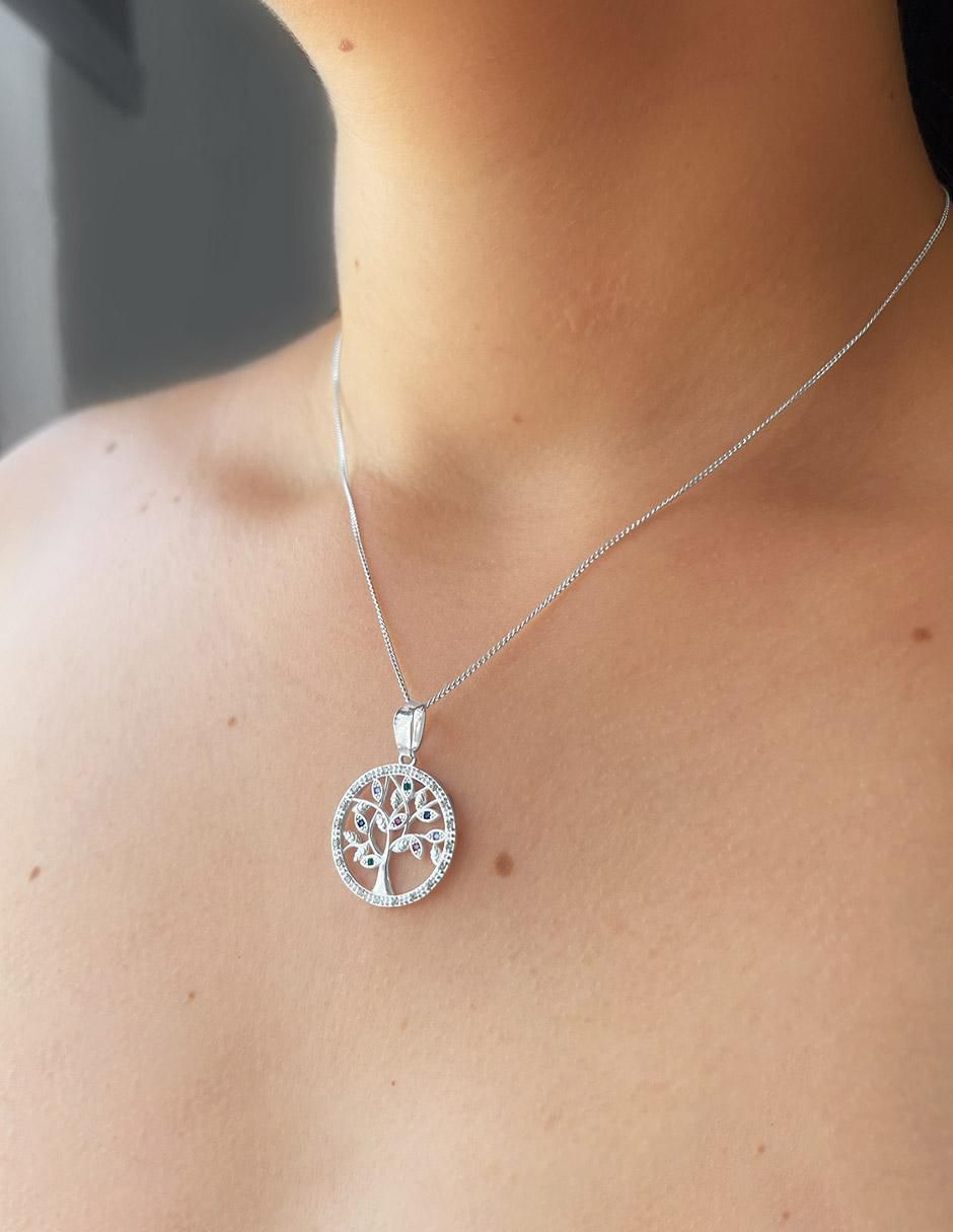 Collar con dije de árbol de la vida Clepsidra de plata p 925
