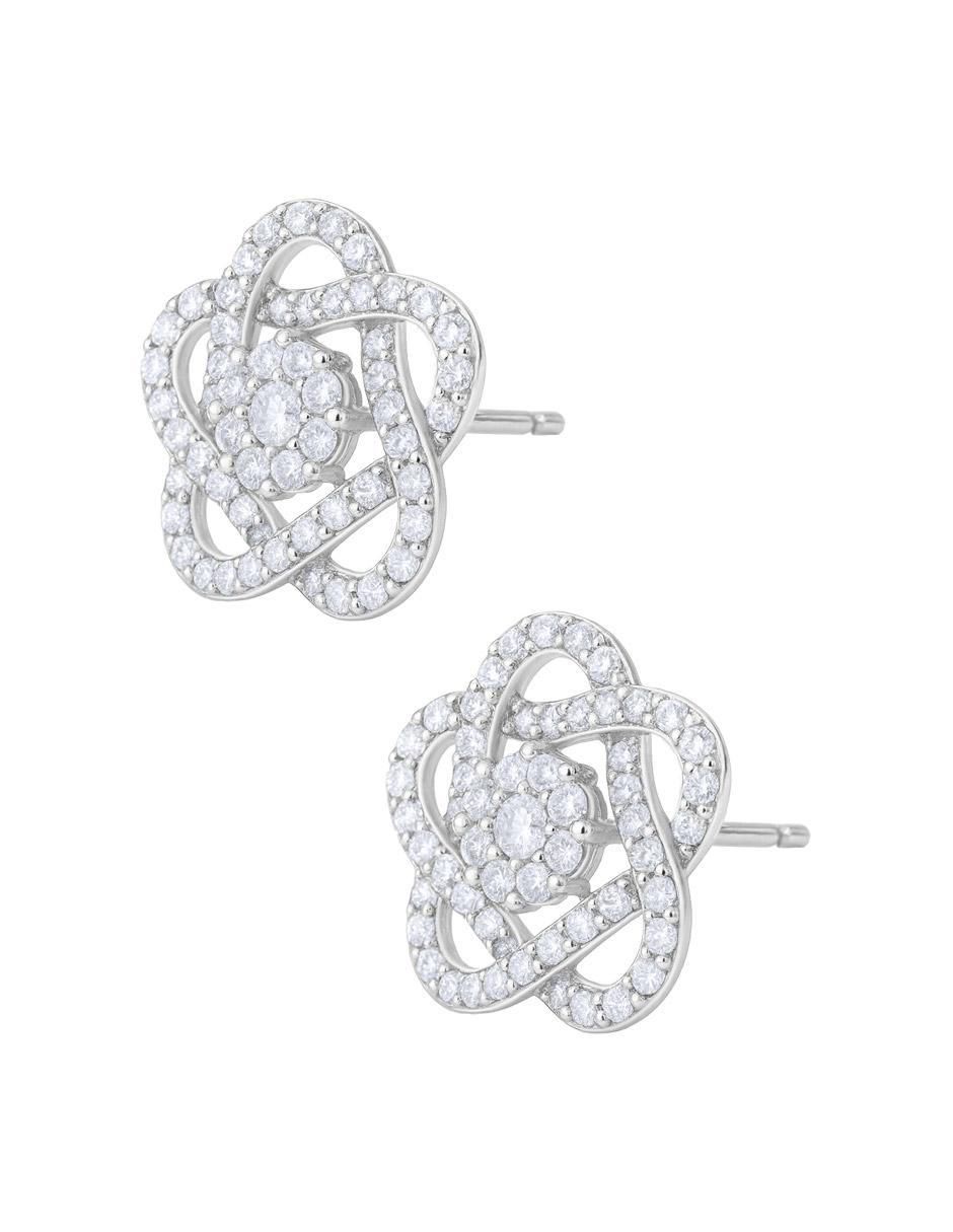 Broqueles de flor de plata P 925 con acabado plateado 3
