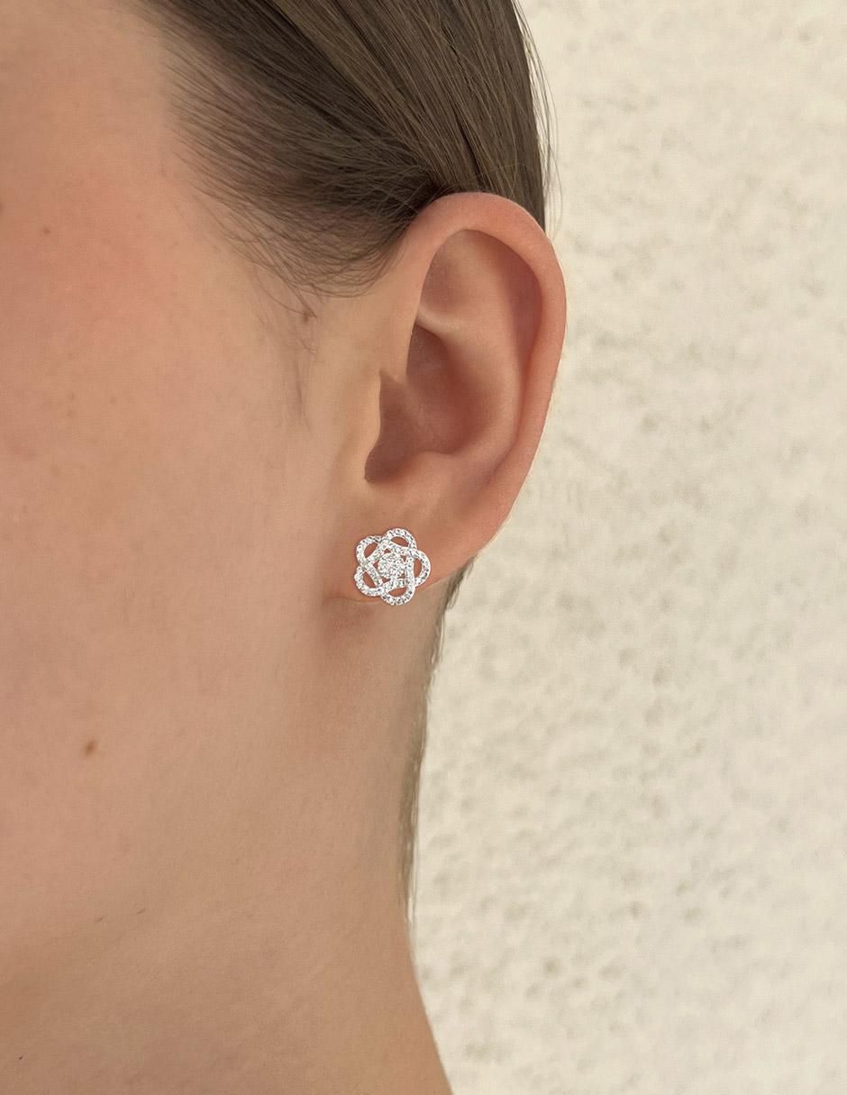 Broqueles de flor de plata P 925 con acabado plateado 5