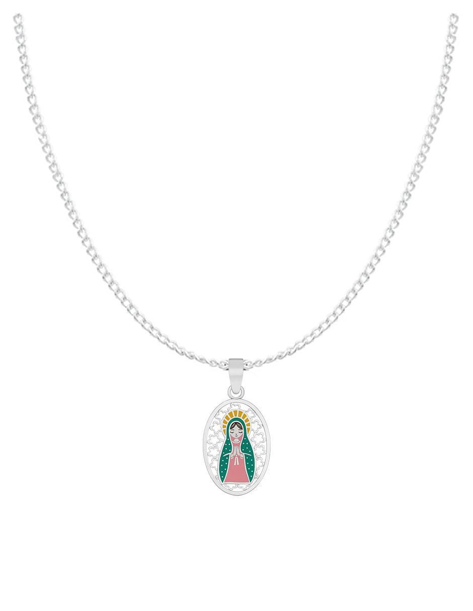 Collar con dije de virgen de plata P 925 Collar con dije de virgen de plata P 925