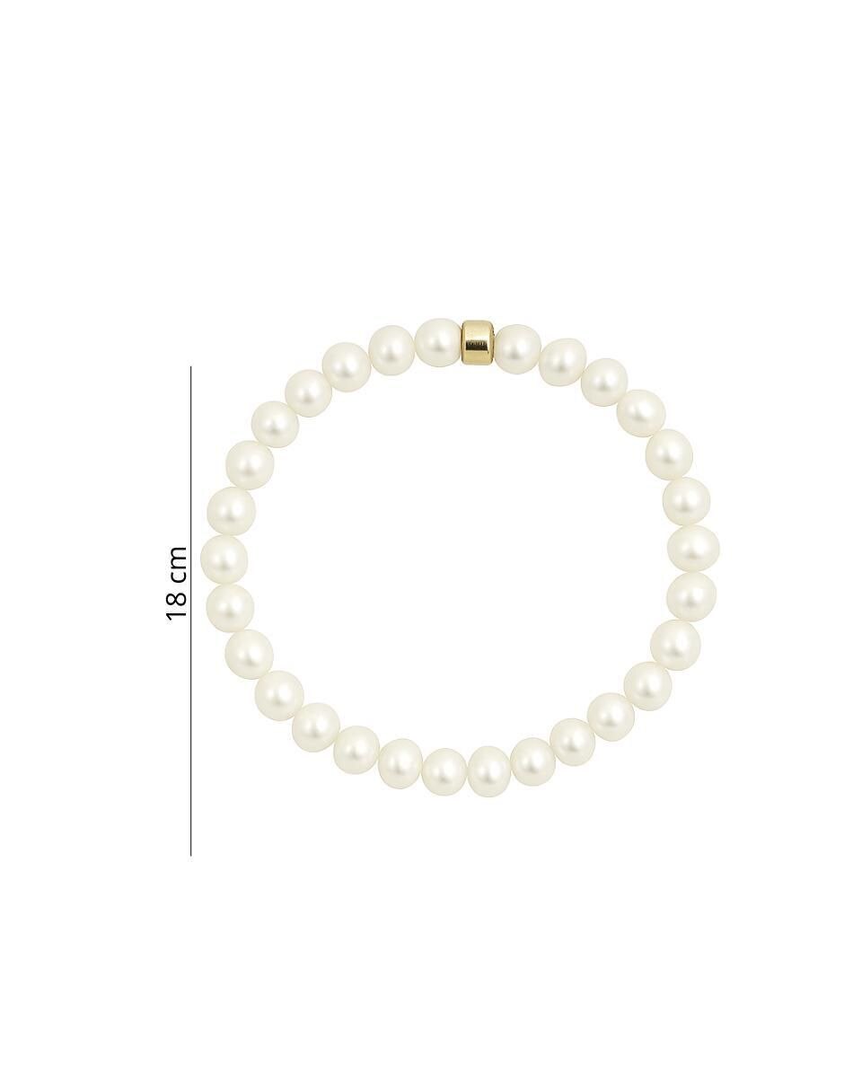 Pulsera de oro con perla 14 K acabado brillante 4