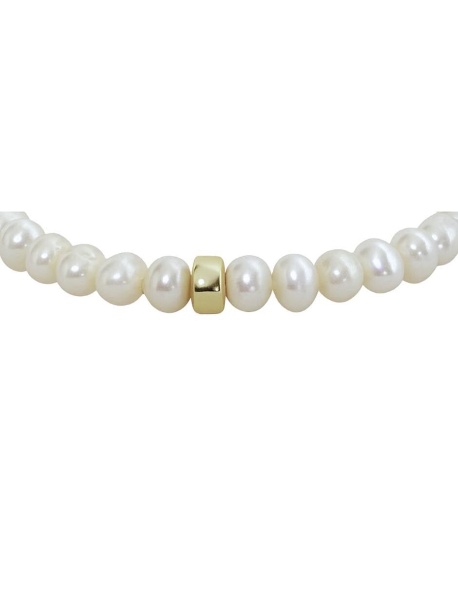 Pulsera de oro con perla 14 K acabado brillante 3