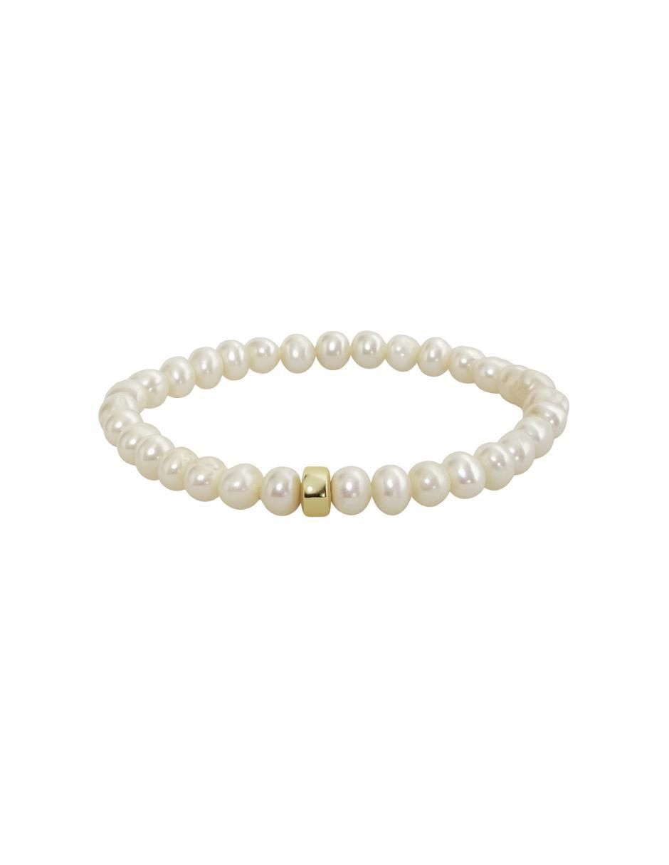 Pulsera de oro con perla 14 K acabado brillante Pulsera de oro con perla 14 K acabado brillante