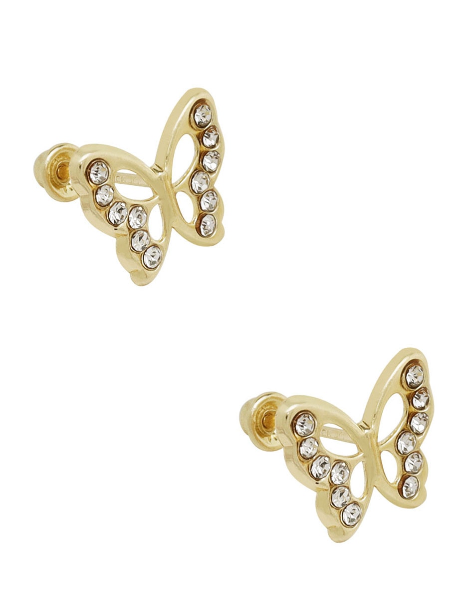 Broqueles de mariposa de oro 14 K con acabado brillante zirconia 4