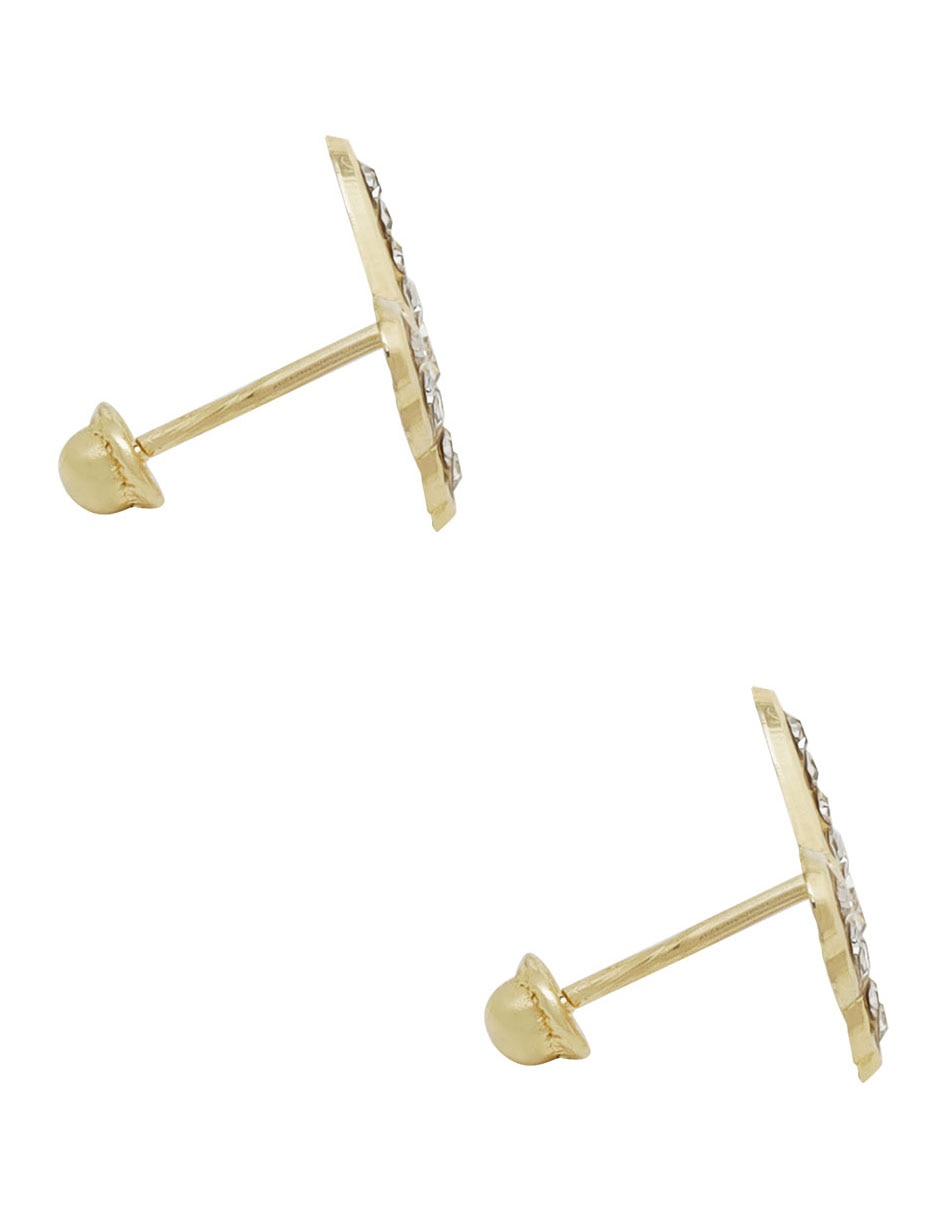 Broqueles de mariposa de oro 14 K con acabado brillante zirconia 3
