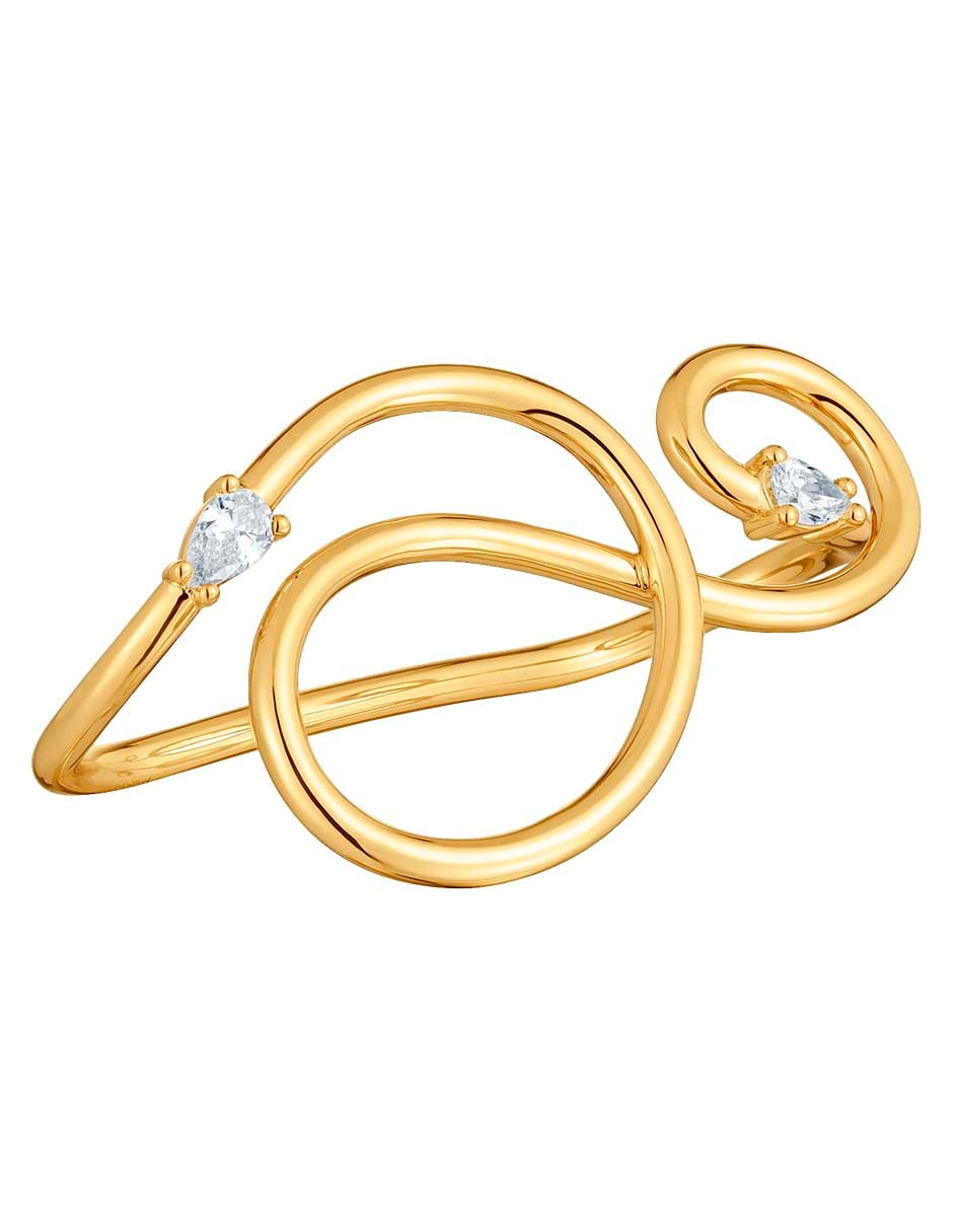 Anillo Lio Lgd de plata P 925 diamante con acabado baño de oro