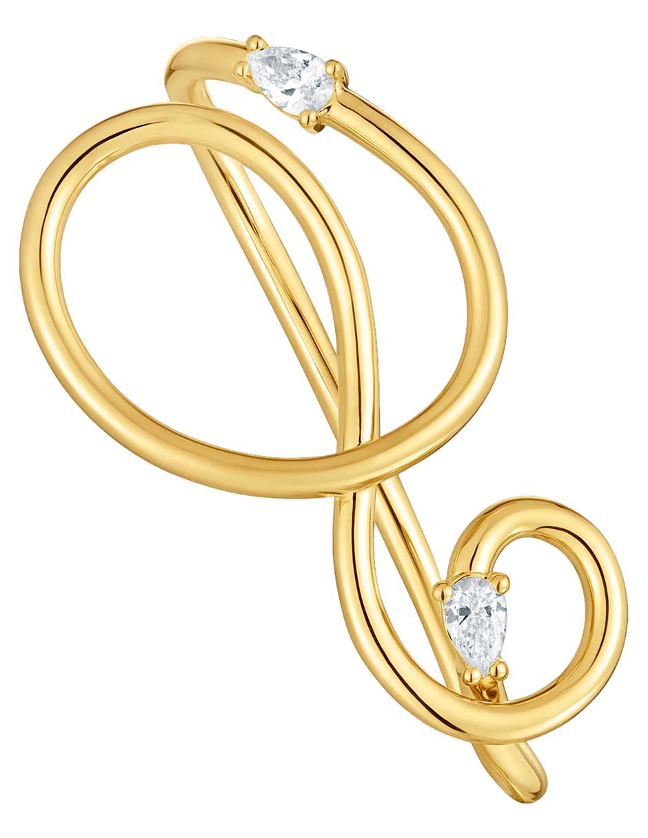 Anillo Lio Lgd de plata P 925 diamante con acabado baño de oro 5